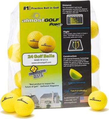 AG AlmostGolf Balls - (24 Pack, Yellow) - Almost Golf Balls Foam Golf Training Aids for Indoor Or Yard Practice - Includes 24 AlmostGolf Balls