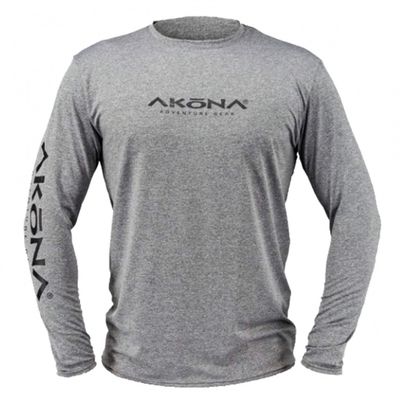 AKONA Men's Long Sleeve Rash Guard, Sun Shirt SPF50+, and Watersports Top. Snorkeling, Surfing, Paddling, Kayaking, Diving, Fishing - Titanium, Small