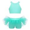 Aislor Kids Girls Shiny Sequins Mock Neck Jazz Latin Ballet Dance Leotard Jumpsuit Dancewear Costumes Mint Green 2PCS 12 Years view 1