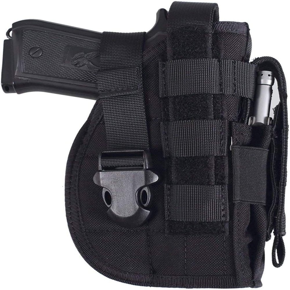 ACEXIER Universal Tactical Gun Holster Right Hand Molle Pistol Holster Combat Airsoft Waist Belt Holster for 1911 45 92 96 G1ock(Black)