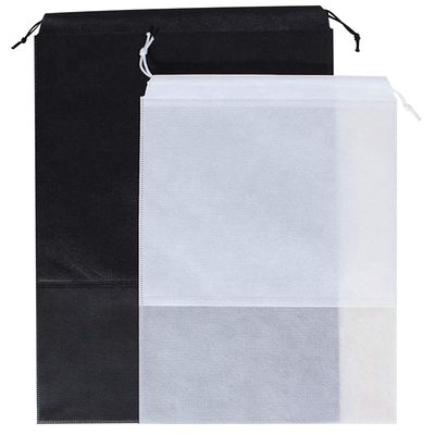 rismart 10 Pack Portable Travel Shoe Storage Bags Dustproof Non-Woven Drawstring Shoe Pouches with Clear Window (White,14" x 10.6")