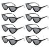Binshang 8 Pack Wholesale Neon Colors Cateye Sunglasses Unisex 80's Party Favors Eyewear Multiple Choice (black) view 1