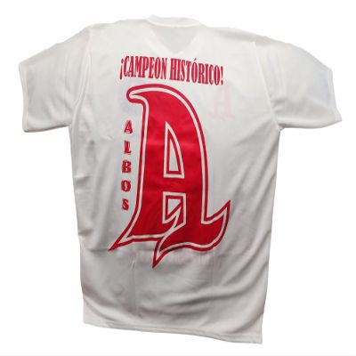 REAS Camisa Alianza FC Blanca Manga Corta del Campeon Invicto con la A Roja grabada en la Tela - El Salvador (Medium)