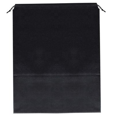 rismart 10 Pack Portable Travel Shoe Storage Bags Dustproof Non-Woven Drawstring Shoe Pouches with Clear Window (Black,14" x 10.6")