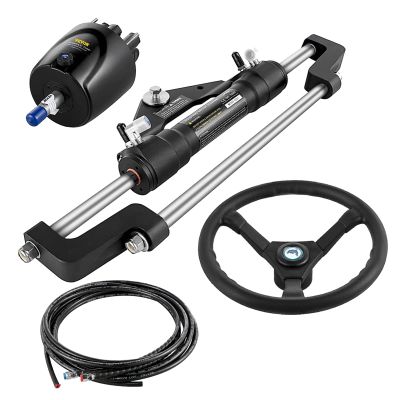 VEVOR Hydraulic Outboard Steering Kit, 300HP Helm Pump, 22 ft Hydraulic Nylon Hose, 13.5" Steering Wheel, Aluminum Alloy Hydraulic Boat Steering System for Center Console, Bass Boats, Flats Boats