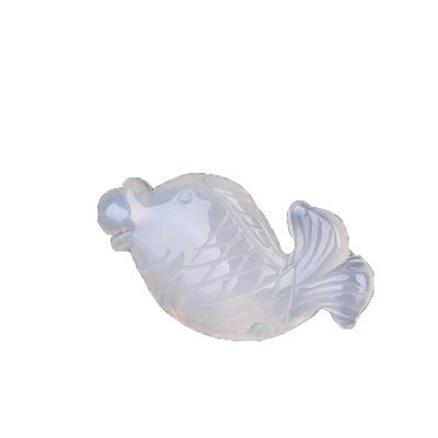 Natural Agate Fish Leap Dragon Gate Small Fish Pendant Ice Seed Chalcedony Goldfish Pendant Jewelry Necklace Men and Women