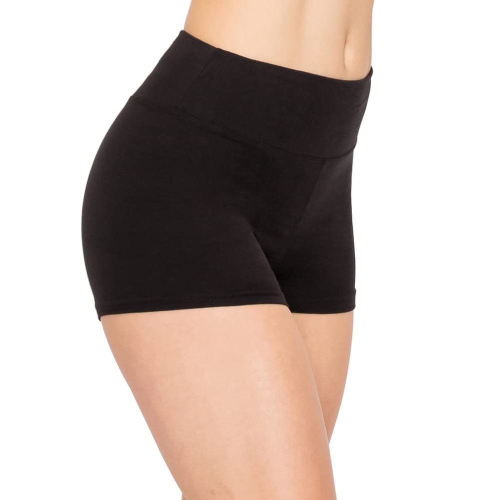 ALWAYS Women Workout Yoga Shorts - Premium Soft Solid Stretch Cheerleader Running Dance Volleyball Short Pants Black Plus 2X-Large