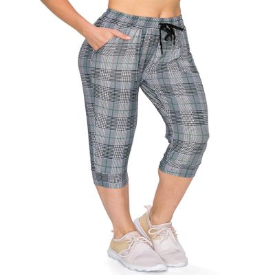 ALWAYS Women's Plaid Capri Jogger - Skinny Fit Lightweight Premium Soft Stretch Pork Chop Pocket Sweatpants 2026 S