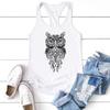 Womens Vintage Graphic Print O-Neck Sleeveless Racerback Tank Tops Boho T-Shirt Blouse White view 2