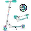 BELEEV V1 Scooters for Kids, 2 Wheel Folding Kick Scooter for Girls Boys, 3 Adjustable Height, Light Up Wheels, Lightweight Push Scooter with Kickstand for Children Ages 3-12 (Aqua) view 1