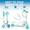 BELEEV V1 Scooters for Kids, 2 Wheel Folding Kick Scooter for Girls Boys, 3 Adjustable Height, Light Up Wheels, Lightweight Push Scooter with Kickstand for Children Ages 3-12 (Aqua) view 4