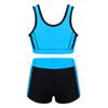 Oyolan Kids Girls 2PCS Tankini Outfit Sleeveless Tops with Bottoms Swimsuit Bathing Suit Blue 3-4 view 1