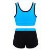 Oyolan Kids Girls 2PCS Tankini Outfit Sleeveless Tops with Bottoms Swimsuit Bathing Suit Blue 3-4 view 2