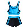 Oyolan Kids Girls 2PCS Tankini Outfit Sleeveless Tops with Bottoms Swimsuit Bathing Suit Blue 3-4 view 3