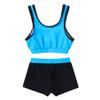 Oyolan Kids Girls 2PCS Tankini Outfit Sleeveless Tops with Bottoms Swimsuit Bathing Suit Blue 3-4 view 4