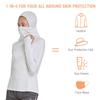 baleaf Women's Long Sleeve Rash Guard with Face Cover UPF 50+ Swim Shirts Sun Hoddie Lightweight Quick Dry SPF Hiking Fishing Running Tops White Size XXL view 3