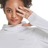 baleaf Women's Long Sleeve Rash Guard with Face Cover UPF 50+ Swim Shirts Sun Hoddie Lightweight Quick Dry SPF Hiking Fishing Running Tops White Size XXXL view 2