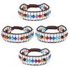 TUMBEELLUWA Healing Strand Crystal Stone Beaded Bracelet for Men and Women Adjustable Triple-Layered Stone Macrame Bracelet, Rock Quartz and 7 Chakra Stone view 4