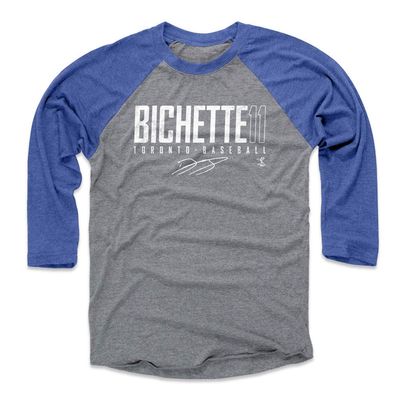 500 LEVEL Bo Bichette 3/4 Sleeve T-Shirt (Baseball Tee, XXX-Large, Royal/Heather Gray) - Bo Bichette Toronto Elite WHT