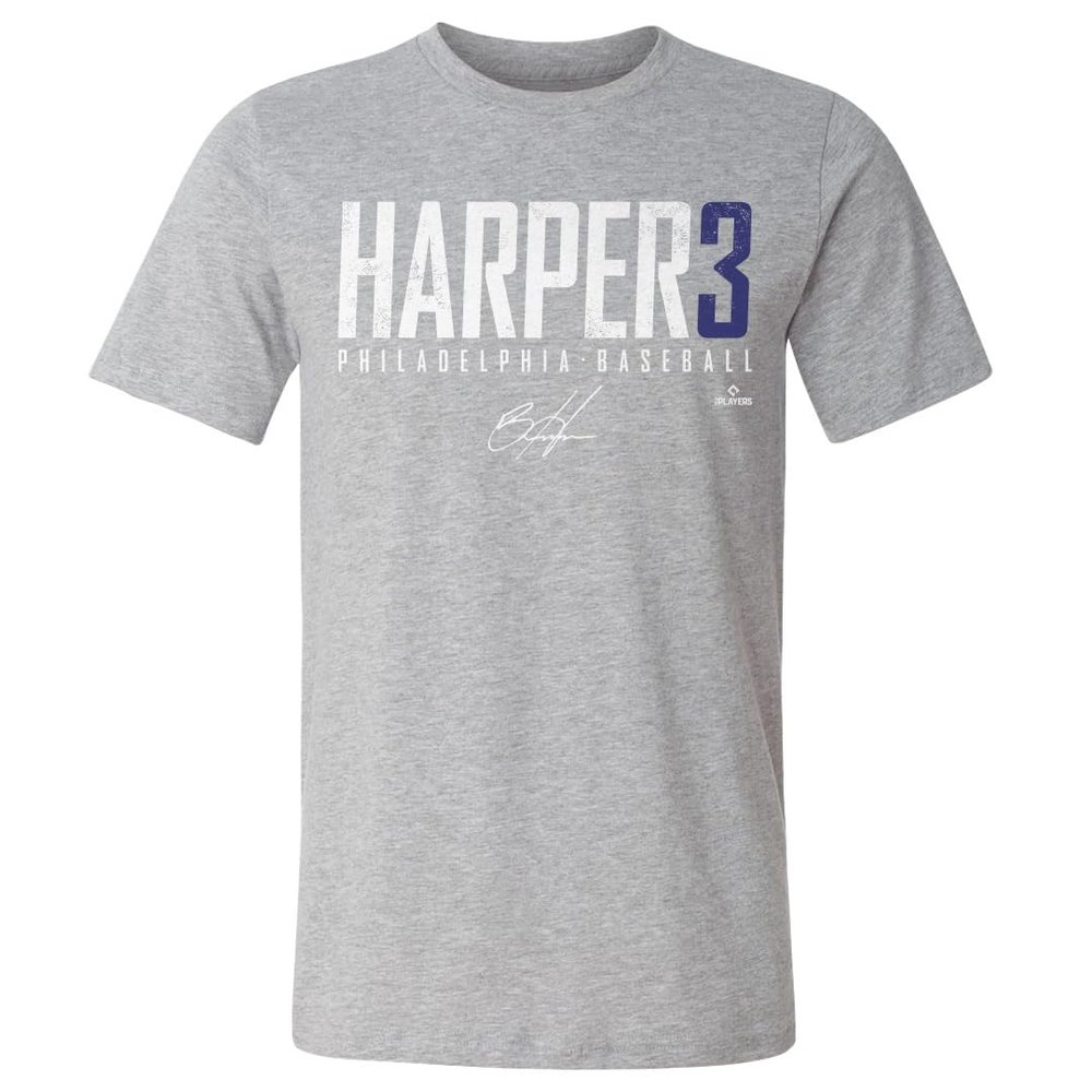 500 LEVEL Bryce Harper Shirt (Cotton, XX-Large, Heather Gray) - Bryce Harper Philadelphia Elite WHT
