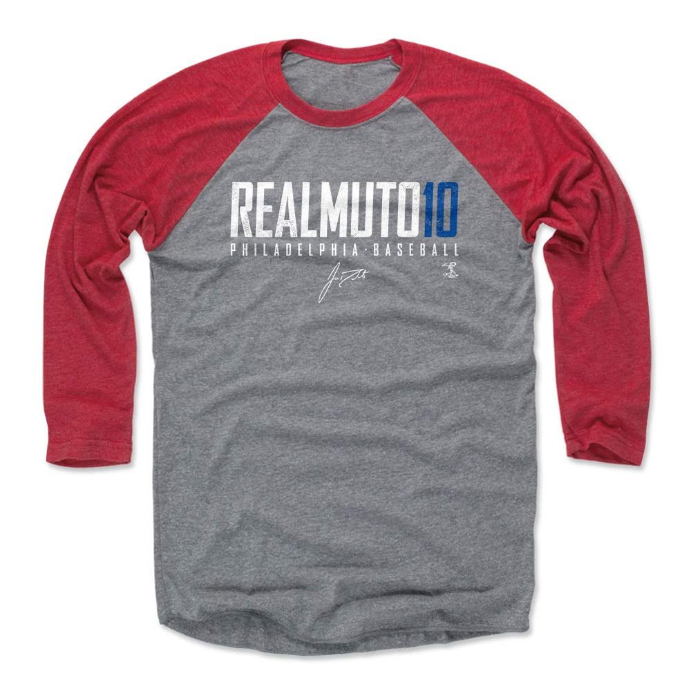 500 LEVEL J.T. Realmuto 3/4 Sleeve T-Shirt (Baseball Tee, X-Large, Red/Heather Gray) - J.T. Realmuto Philadelphia Elite WHT