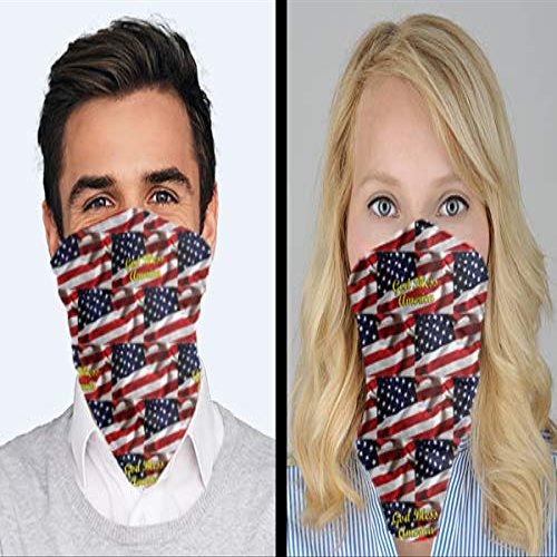 Island Visuals, Inc God Bless America Gaiter Logo Mask Face Covering Packs - Sold in Packs of 12, 24, 48 and 100 (Includes (4) Free Face Mask Required Floor Decals) (24)