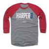 500 LEVEL Bryce Harper 3/4 Sleeve T-Shirt (Baseball Tee, XXX-Large, Red/Heather Gray) - Bryce Harper Philadelphia Elite WHT view 1