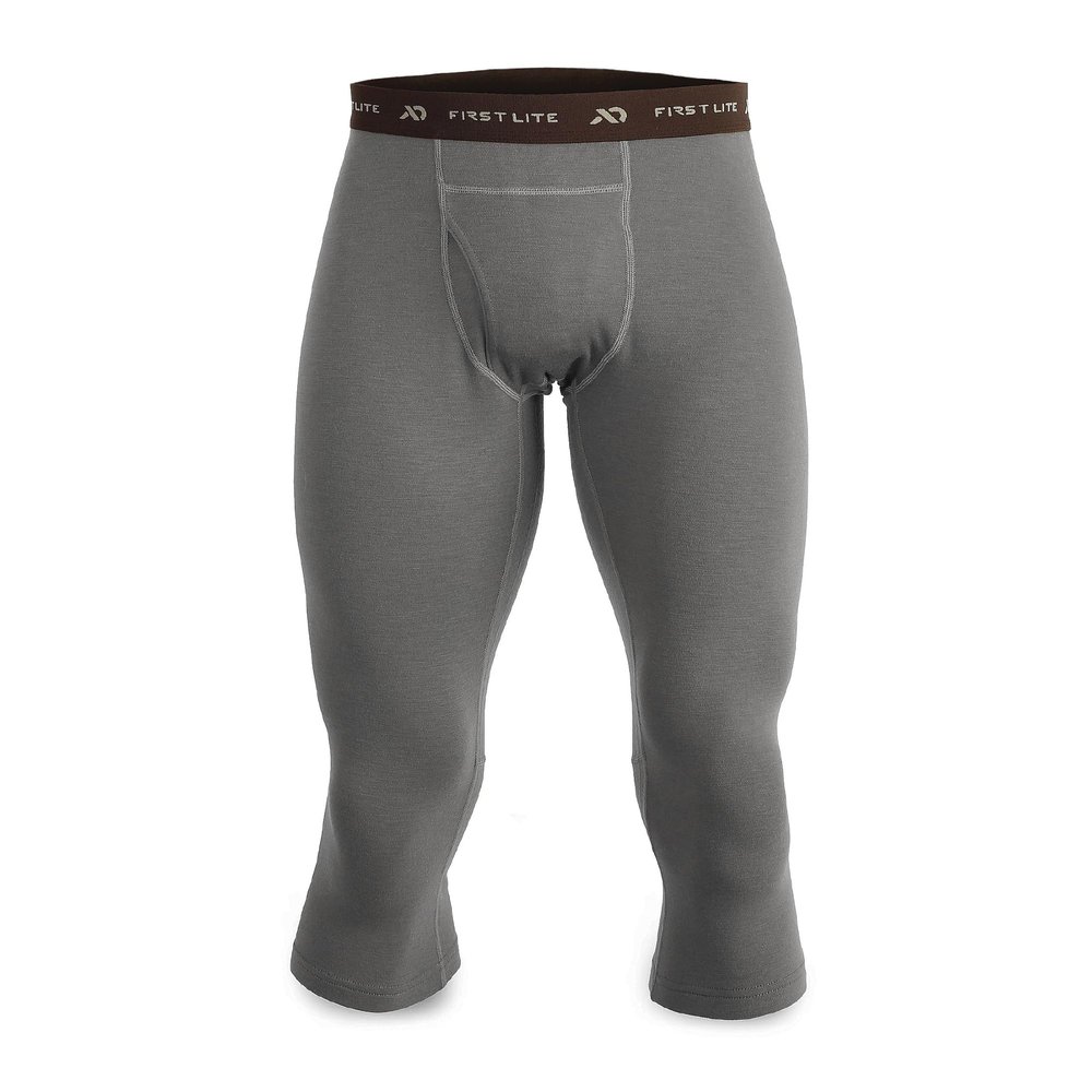 First Lite Men's Kiln Boot Top Bottom - Midweight Merino Wool Baselayer Baselayer - Ash Grey - Large