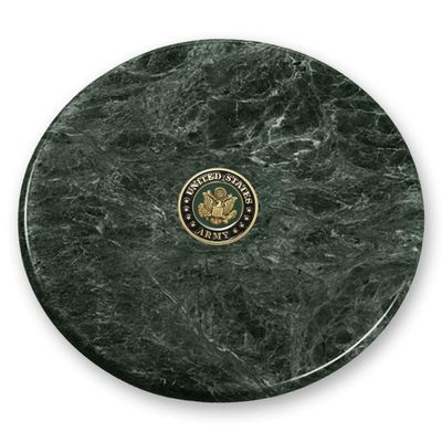 Indiana Metal Craft Army Seal 4 inches Diameter Simulated Marble Coaster with Die Struck Brass Made in USA Emblem
