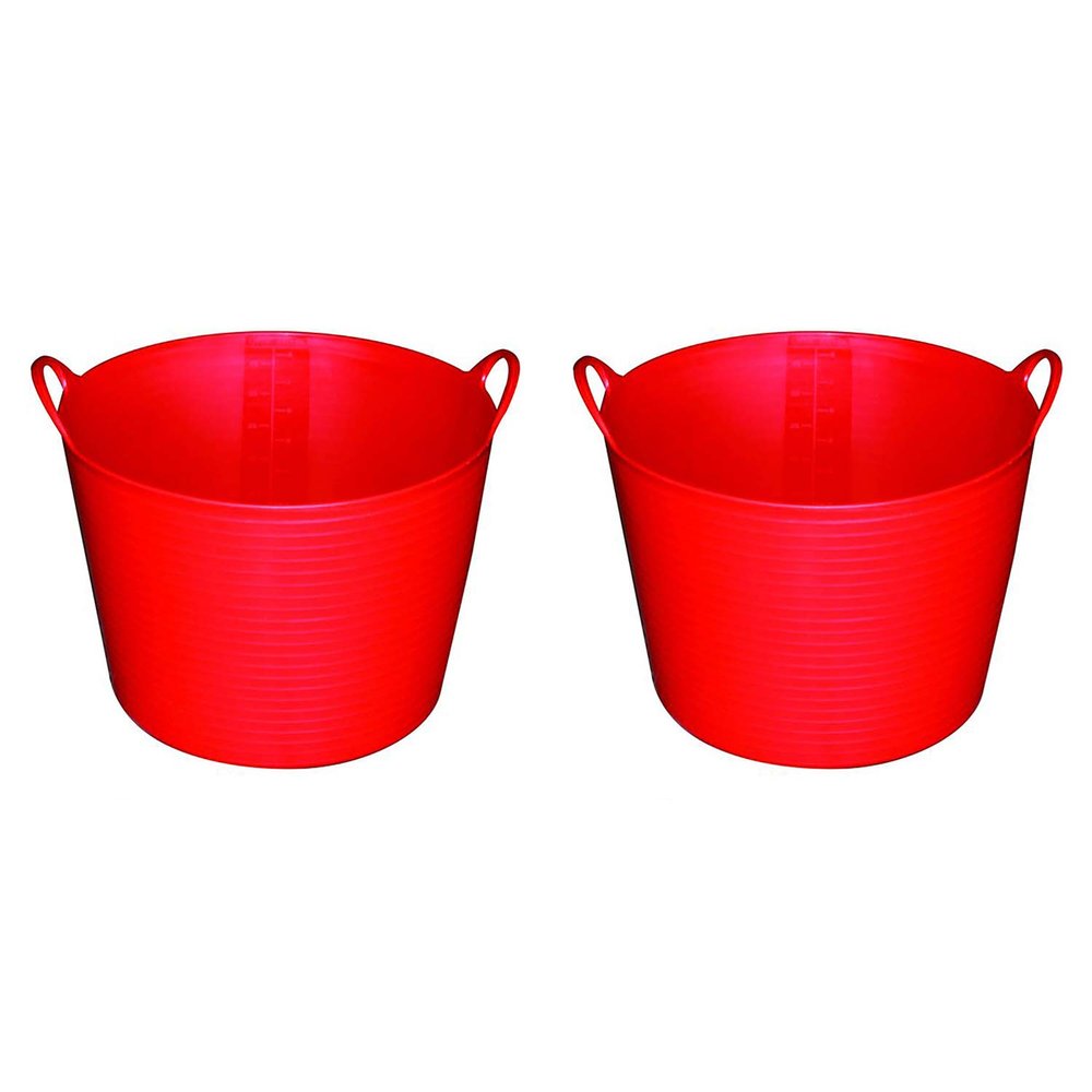 Little Giant FT11RED 11 Gal. Heavy Duty Farm Bucket Rubber Flex Tub with Handles (2 Pack)