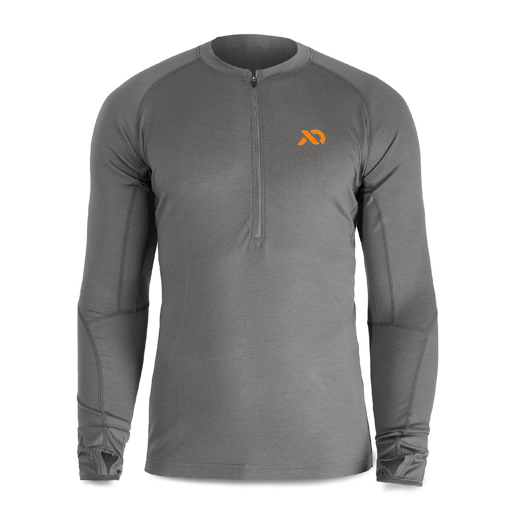 First Lite Men's Wick Quarter Zip - Ultralight Merino Wool Hunting Shirt - Ash Grey - Large