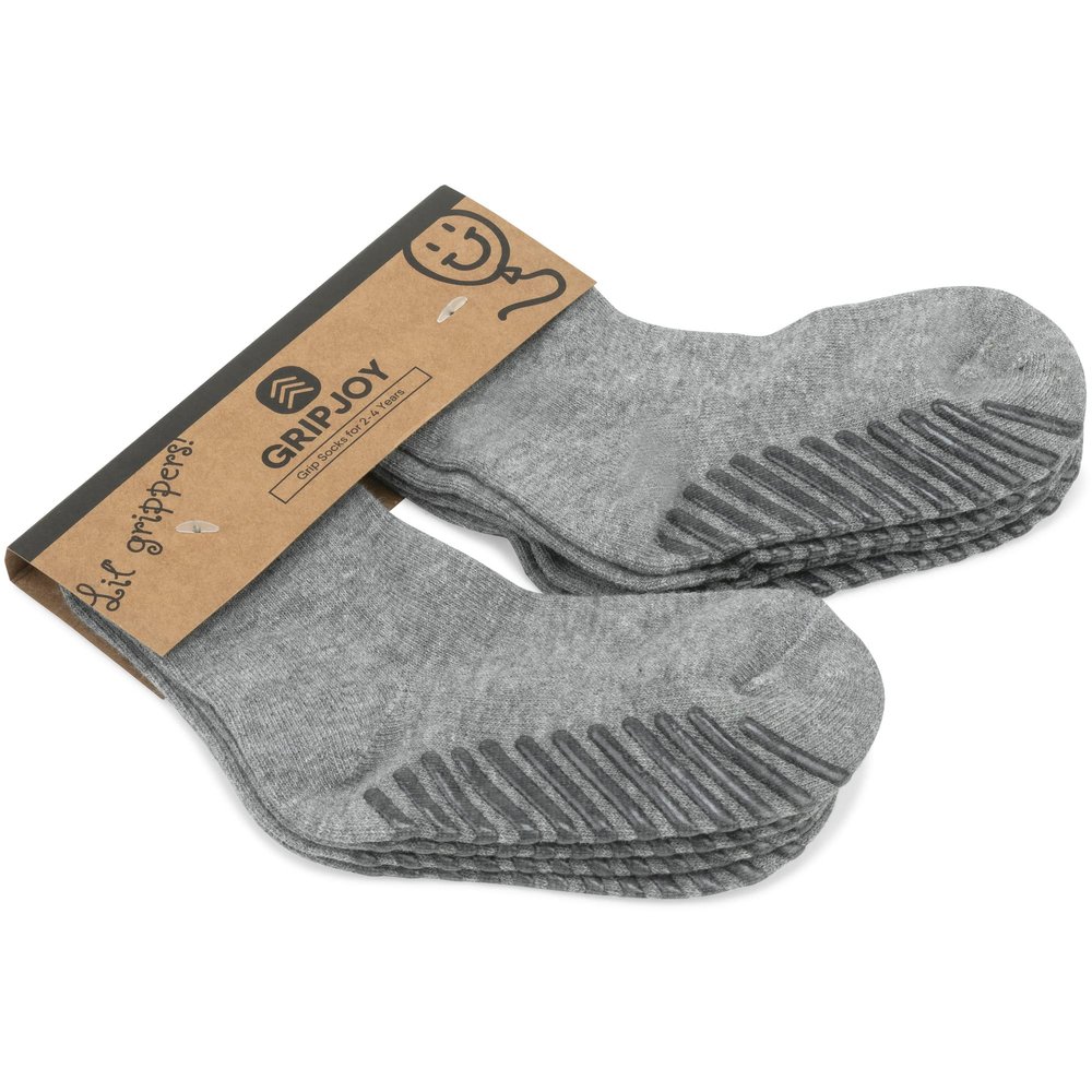 Gripjoy Toddler Socks with Grippers, Non-Slip for Kids, Enhanced Stability, Comfortable Cotton - 4 Pairs