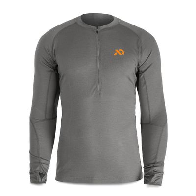 First Lite Men's Wick Quarter Zip - Ultralight Merino Wool Hunting Shirt - Ash Grey - Medium