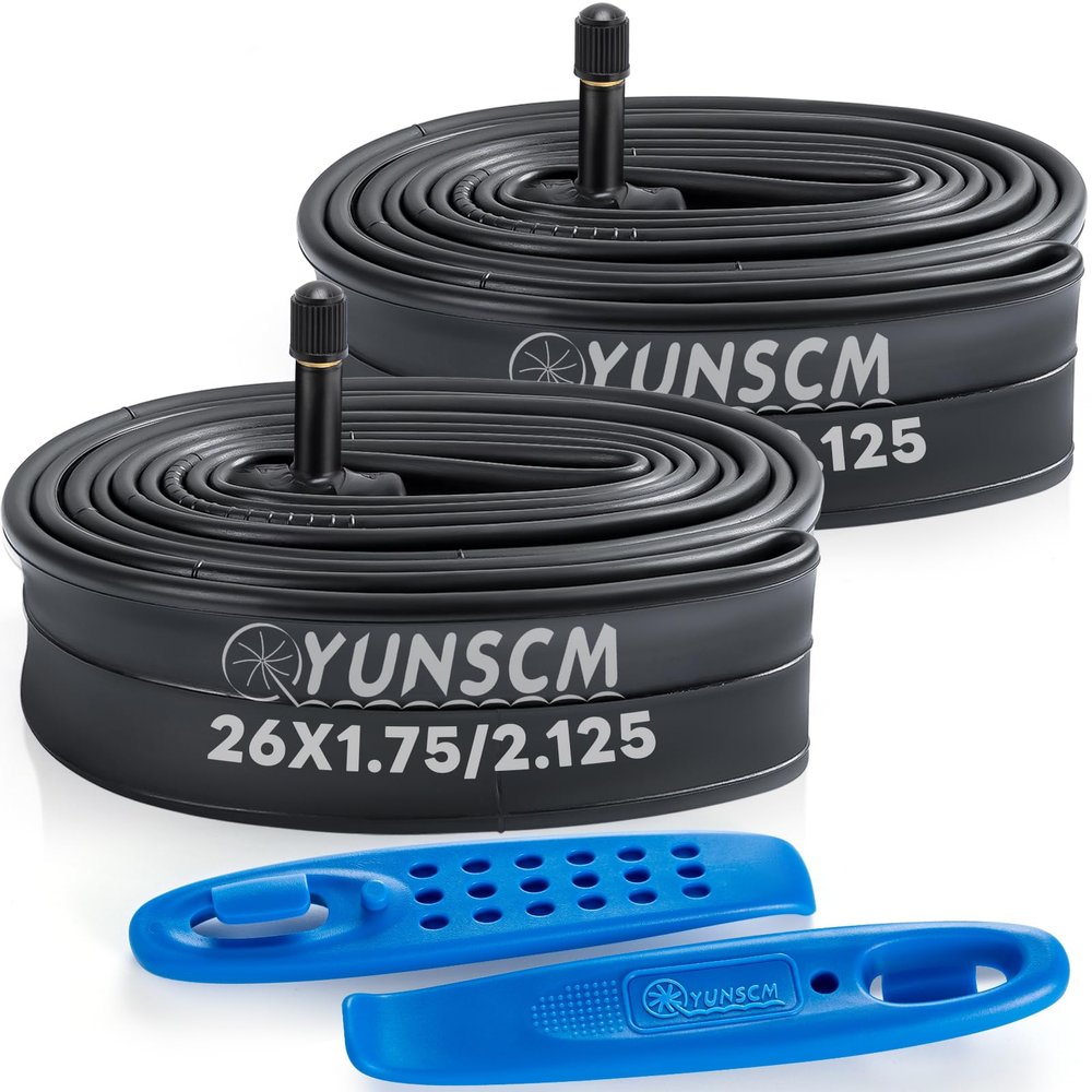 2-PCS 26" Bike Tubes 26x1.75/1.90/1.95/2.0/2.10/2.125 AV Schrader Valve (47/57-559) 26" Bicycle Tubes and Tire Levers Compatible with 26 x 1.75 26 x 1.95 26 x 2.0 26 x 2.10 26 x 2.125 Bike Tire Tubes