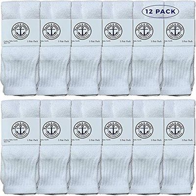 12 Pack of Yacht & Smith Wholesale Women's Tube Socks, Women's Cotton Referee Sport Socks Size 9-11 (White, 12)