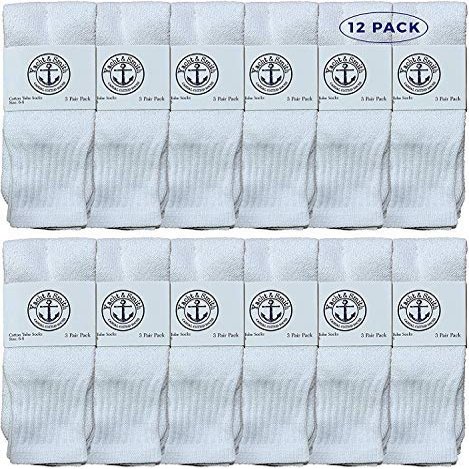 12 Pack of Yacht & Smith Wholesale Women's Tube Socks, Women's Cotton Referee Sport Socks Size 9-11 (White, 12)
