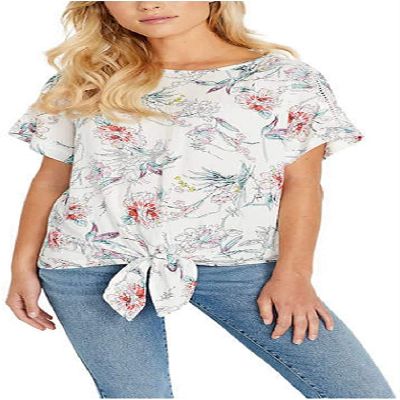 BUFFALO Ladies' Tie Front Top, Large White