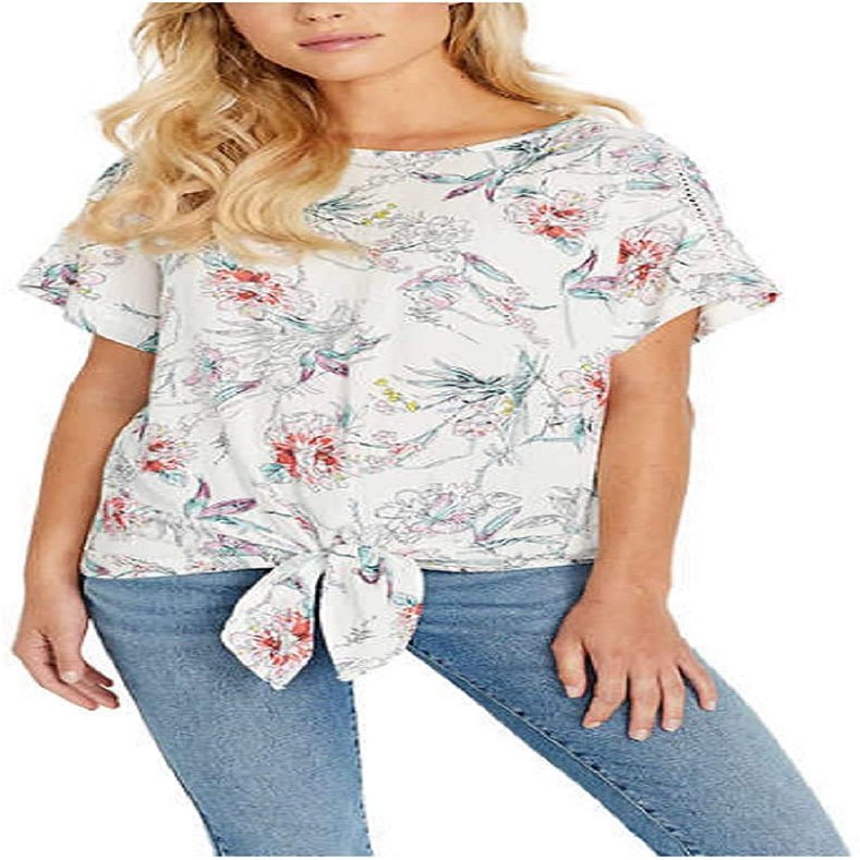 BUFFALO Ladies' Tie Front Top, Large White