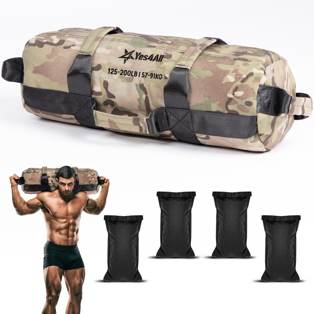 Yes4All Sandbags for Working Out, Unfilled Adjustable Sand Bags for Weight Training with Handles, Multiple Colors & Sizes 5-200lbs