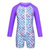 winying Baby Girls One Piece Long Sleeves Mermaid Scales Printed Swimsuit Rash Guard Bathing Suit Purple 6-12 Months view 1