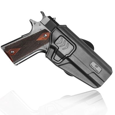 1911 Holster OWB Paddle  Index Finger Release, Fits 5'' Colt/Kimber/Springfield 1911 Without Rail, 360 Adjustable Carry  Right Handed Polymer Holster