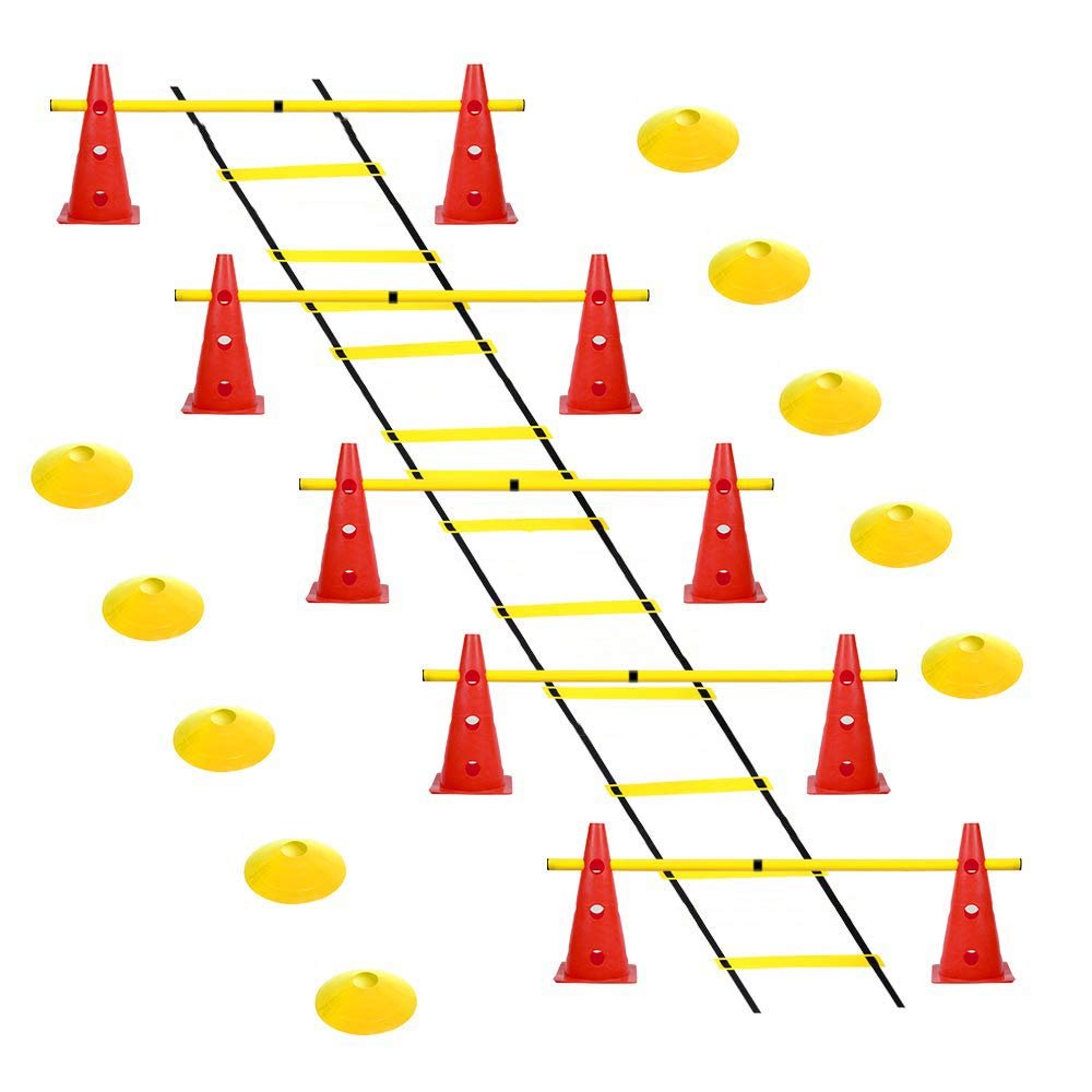 ASENVER Hurdle Ladder Triangle Marker Cone Pad Disk Hurdle Multifunctional Set