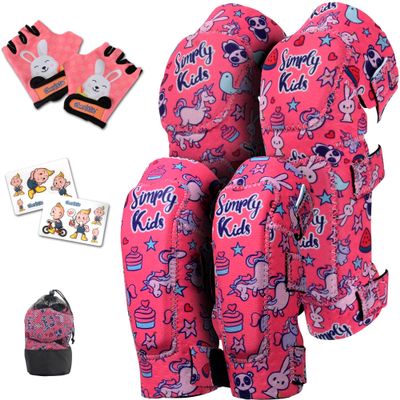 Soft-Style Kids Knee and Elbow Pads with Bike Gloves, Flexible Impact-Resistant Gear for Ages 2-11, Designed for Balance Bikes, Roller-Skating, and Skateboarding ((2nd Gen) Unicorn, Medium)
