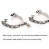 Zerodis Horse Spurs, Stainless Steel West Cowboy Spurs Floral Engraving Exquisite Pattern Gear Spurs view 2