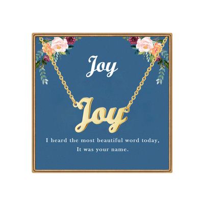 Ldurian Custom Name Necklace, Joy Name Plate Pendant Necklace Pre Gifts, Charm Necklaces Jewelry for Birthday Anniversary