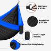 Camping Hammock Double & Single Portable Hammock with Tree Straps, Lightweight Nylon Parachute Hammocks Camping Accessories Gear for Indoor Outdoor Backpacking, Travel, Hiking, Beach Black & Sapphire view 4