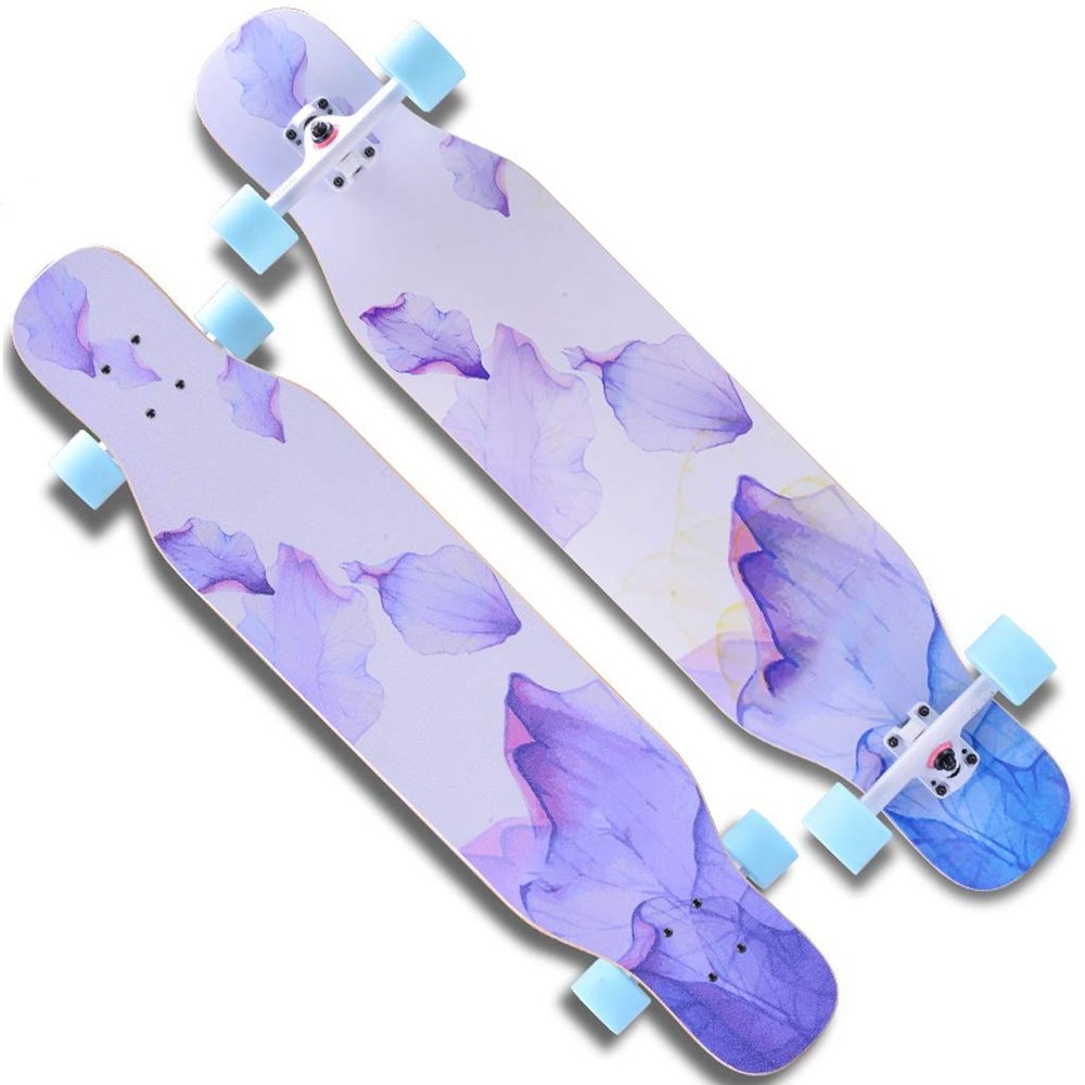 TXTC Professional Beginner Longboard Skateboard, Shallow U-Shaped Foot Socket, Suitable for Men and Women to Brush Street Four-Wheel Skateboard,Cruiser Skateboard with ABEC-11 Bearing (Color : E)