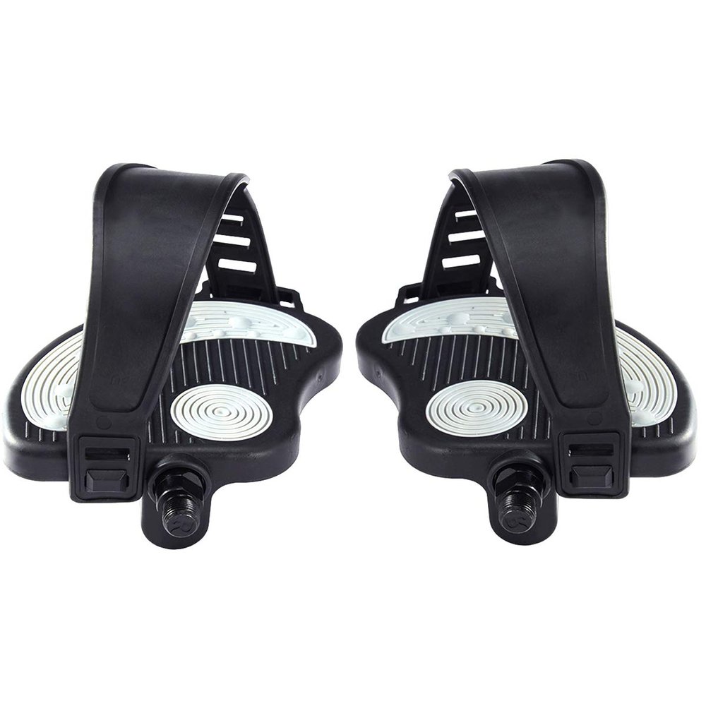 Beyoung Exercise Bike Pedals with Straps, 9/16" Stationary Recumbent Bike Pedals for Indoor Exercycle Bike,Spin Bike,Toe Cages for Peloton Bike, 1 Pair