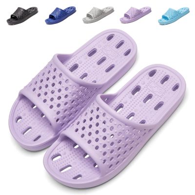 Aoowoll Shower Shoes Slippers for Women College Dorm Sandals Flip Flops Non Slip Quick Drying Gym Bath Pool Beach Hospital Camping Mens Shower Slides with Drain Holes(Purple EU40-41)