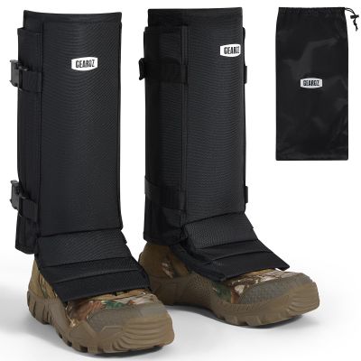 GearOZ Snake Gaiters Snake Chaps, Waterproof Lower Legs Snake Guards, Snake Bite Protective Gaiters, Anti-Snake Boots for Men/Women, Adjustable Size for Hunting/Hiking/Farm Working, Black
